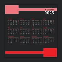 Stylish 2025 new year calendar template with abstract design vector