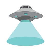 UFO with a blue light beam to the ground. vector