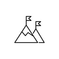 Flag on Mountain Line Sign for Advertisement. Suitable for books, stores, shops. Editable stroke in minimalistic outline style. Symbol for design vector