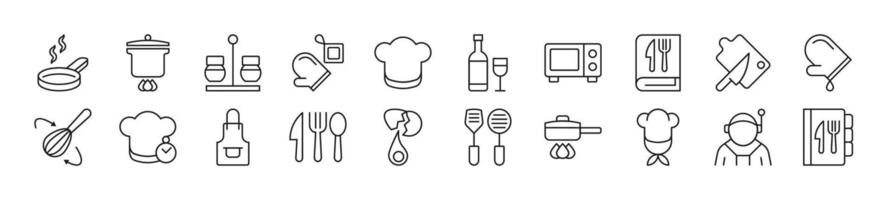 Bundle of linear symbols of chef. Editable stroke. Linear symbol for web sites, newspapers, articles book vector