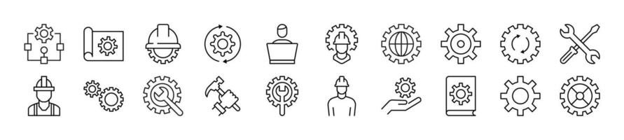Set of line icons of building. Editable stroke. Simple outline sign for web sites, newspapers, articles book vector