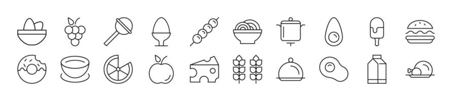 Food linear icons collection. Editable stroke. Simple linear illustration for web sites, newspapers, articles book vector