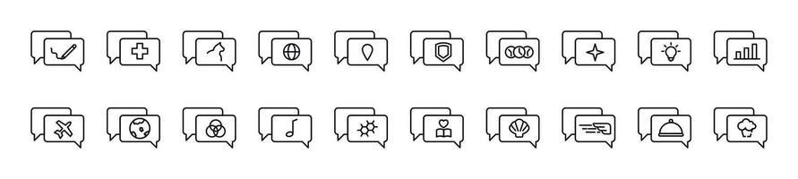 Collection of outline symbol of speech bubble. Editable stroke. Simple linear illustration for stores, shops, banners, design vector
