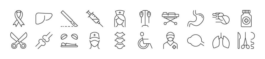 Surgeon Line Icons collection. Editable stroke. Simple linear illustration for web sites, newspapers, articles book vector