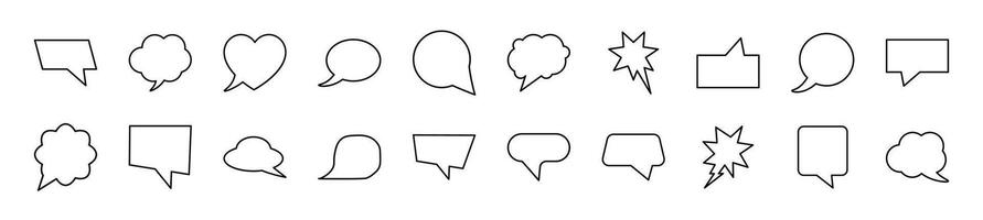 Pack of line icons of speech bubbles. Editable stroke. Simple outline sign for web sites, newspapers, articles book vector