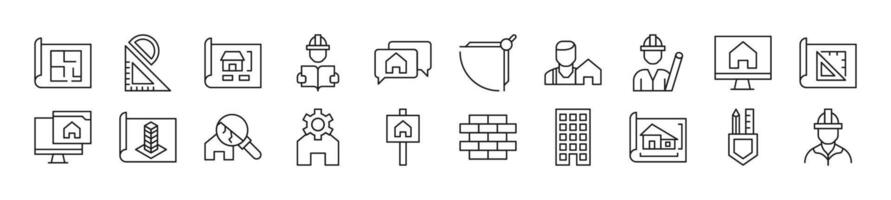 Pack of linear symbols of building. Editable stroke. Linear symbol for web sites, newspapers, articles book vector