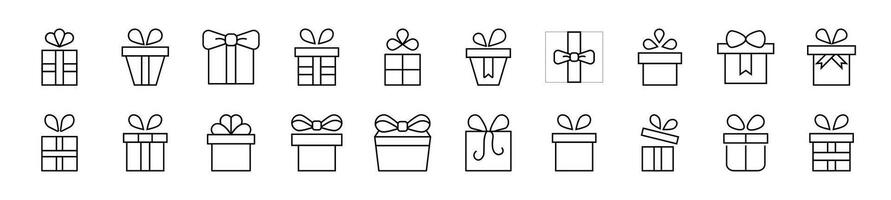 Giftbox line Icons collection. Editable stroke. Simple linear illustration for web sites, newspapers, articles book vector