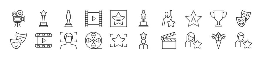 Bundle of linear symbols of actor. Editable stroke. Linear symbol for web sites, newspapers, articles book vector