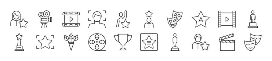 Actor linear icons collection. Editable stroke. Simple linear illustration for web sites, newspapers, articles book vector