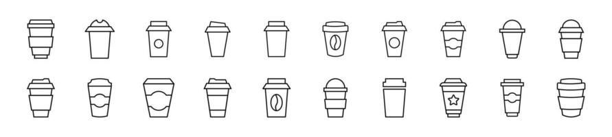 Collection of thin images of coffee. Editable stroke. Simple line icon for web sites, newspapers, articles book vector