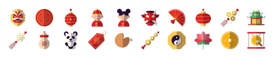 Chinese New Year Colorful Illustrations in Flat Style. Suitable for infographics, books, banners and other designs vector