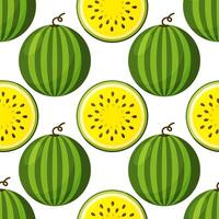 seamless pattern of watermelon with yellow pulp and seeds. vector
