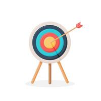 Target with arrow, standing on a tripod. Goal achieve concept. illustration isolated on white background. vector