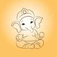Lord Ganesh line art vector