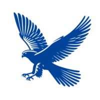 Blue silhouette of a falcon in flight with outstretched wings png
