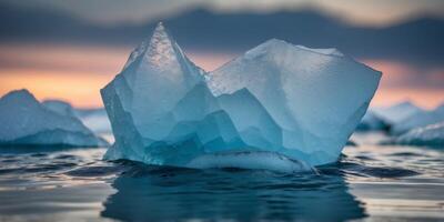 Beware of the hidden danger lurking beneath the surface of the icy water This iceberg represents the threat of global warming and its unseen consequences lurking below. photo