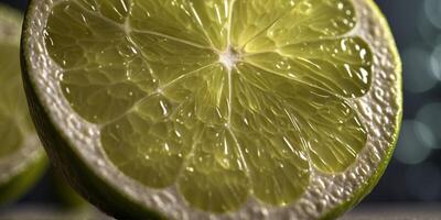 Extremely close-up filling frame of a juicy lime slice. photo