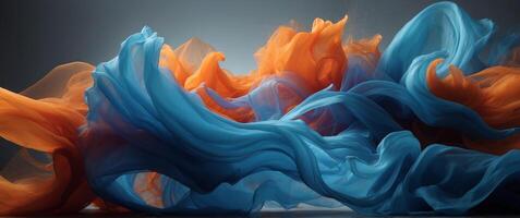 Border for design with blue and cyan colored substance flowing down. photo