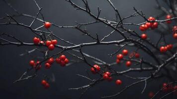 dark gray background with branches and thorns on the edges. photo