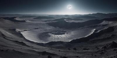 Mesmerizing Monochromatic Lunar Landscape with Expansive Crater Formation. photo