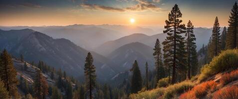 Panoramic view in Sequoia and Kings Canyon National Park. photo
