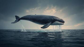 Minimalist whale design with flowing lines and subtle curves. photo