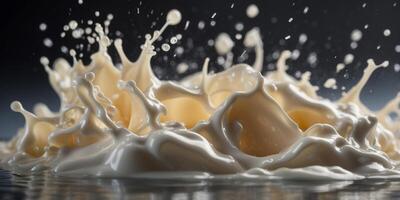 Close-up of milk splash captured in dynamic motion. photo