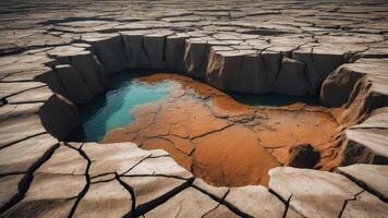 Cracked Earth as well as Water A Monochrome Landscape of Nature's Contrast as well as Beauty within the Wild. photo