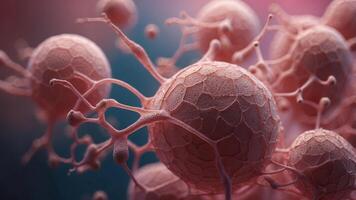 Microscopic View of Cellular Structures in Pink. photo