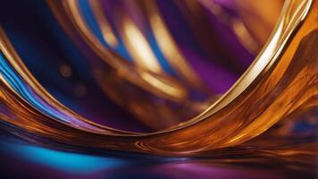 A blurry image of a gold and orange surface with a blue and purple background. photo