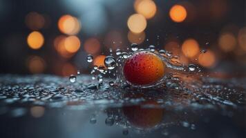 A blurry image of a wet surface with a lot of small dots. photo