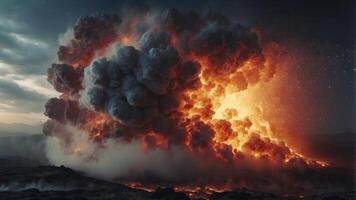 Explosive Eruption of Fracturing and Shattering Particles in a Dynamic Storm of Chaos and Motion. photo