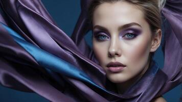 A piece of art with a purple and blue swirl design. photo
