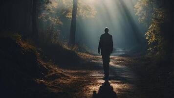 Enigmatic Shadows A Haunting Illusion of Otherworldly Entities in the Darkness. photo