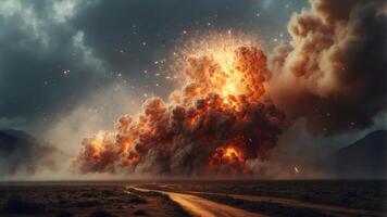 Explosive Eruption of Fracturing and Shattering Particles in a Dynamic Storm of Chaos and Motion. photo
