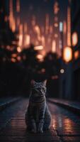 Silver lines are outlining the silhouette of a cat looking to the right on a black background. photo