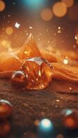 A bright orange background with a lot of sparkles and triangles. photo