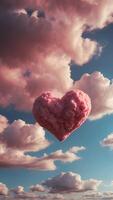Pink cloud in the form of a heart on the background of the sky. photo