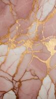 Soft pink marble with delicate gold veins creating a luxurious and chic background wallpaper. photo