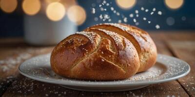 A plate of bread with sugar sprinkled on top. photo