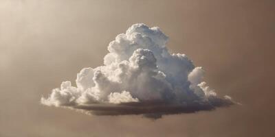A white cloud floating in the sky on a beige background. photo