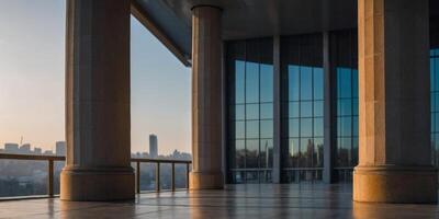 Two pillars with a large empty space between them. photo