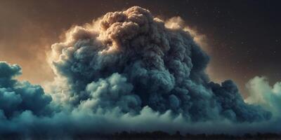 A large cloud of dust is blowing in the wind. photo