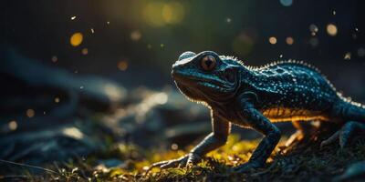 Enigmatic creatures in strong ambient light and harsh shadows. photo