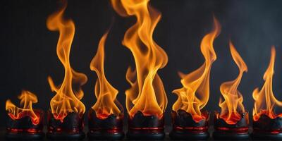 A series of flames are shown in different positions and sizes. photo
