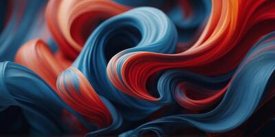Abstract ink swirl of red and blue colors blending together. photo