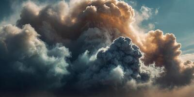 A large cloud of dust is blowing in the wind. photo