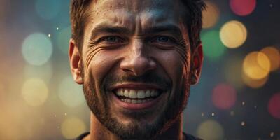 Drawing of a smiling face with a furious expression. photo