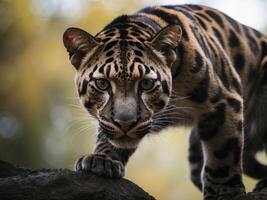 Graceful Silhouette of a Clouded Leopard - Wildlife Art for Educational Posters and Nature Conservation Projects. photo