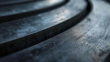 As the belt moves we can see the subtle changes in tension and pressure indicated by the slight bulging and flattening of the rubber surface photo